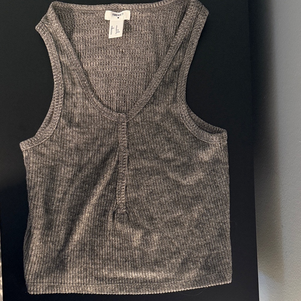 Forever 21 Charcoal Ribbed Tank Top